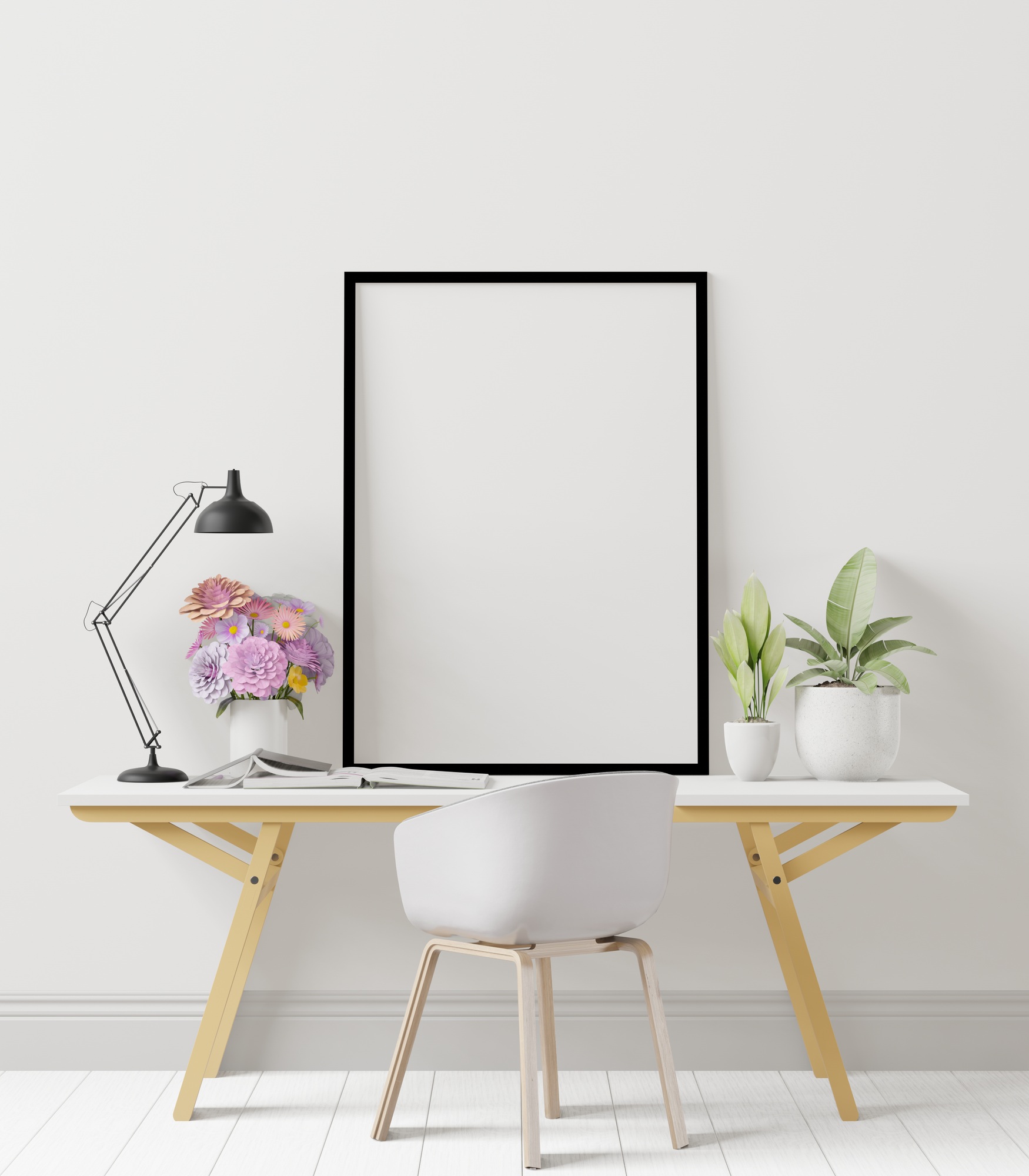 3D interior design minimal workspace at home