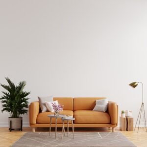Living room interior wall mockup.